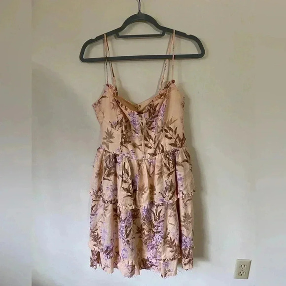 HOUSE OF HARLOW 1960 CORSET TIERED LINEN SPRING FLORAL DRESS SIZE M - Picture 2 of 4